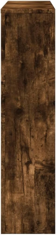 Smoked Oak Radiator Cover Shelf | Modern Slatted MDF Cabinet 175x20x82cm
