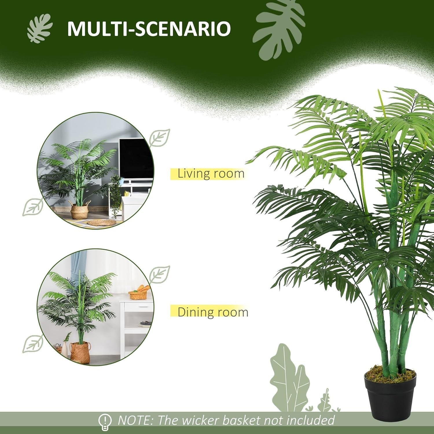 Artificial Palm Tree 125cm 4FT Faux Green Plant with Pot Indoor Home Decor