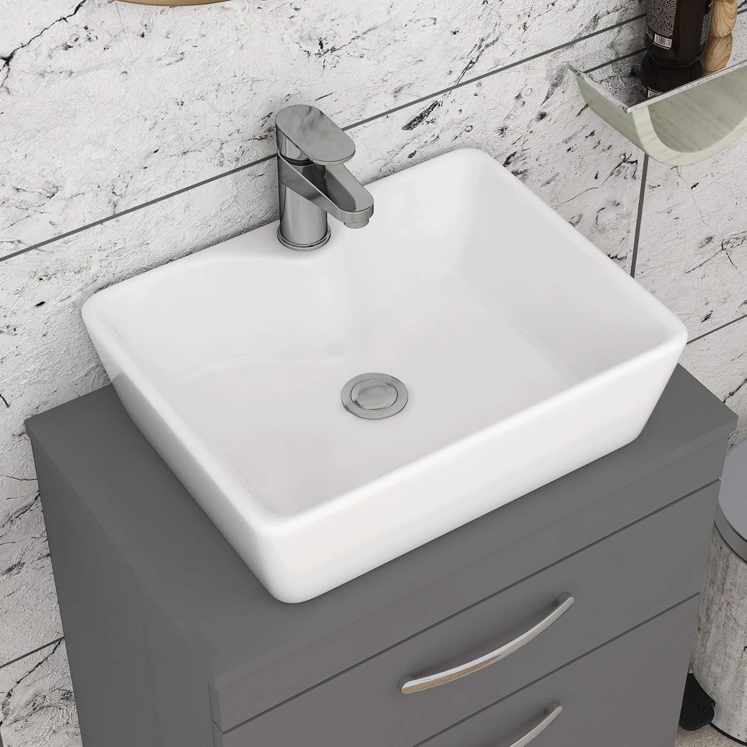 800mm Grey Gloss Floor Standing Vanity Unit with Basin 2 Door Sink Cabinet