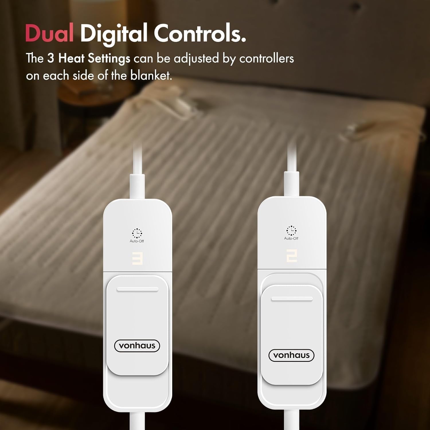 Double Electric Heated Under Blanket Mattress Topper Dual Control 3 Heat Levels
