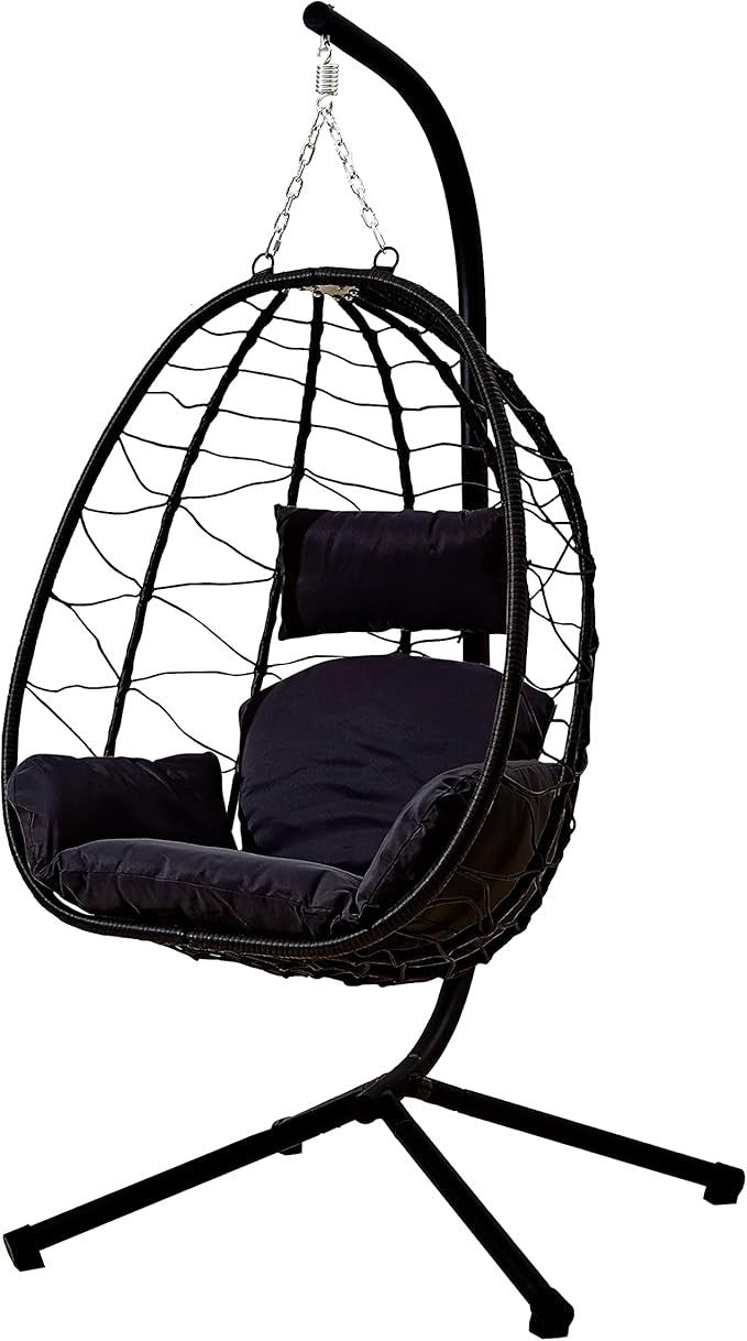 Rattan Egg Chair Swing Hammock Seat w/ Cushions – Foldable 130KG Max