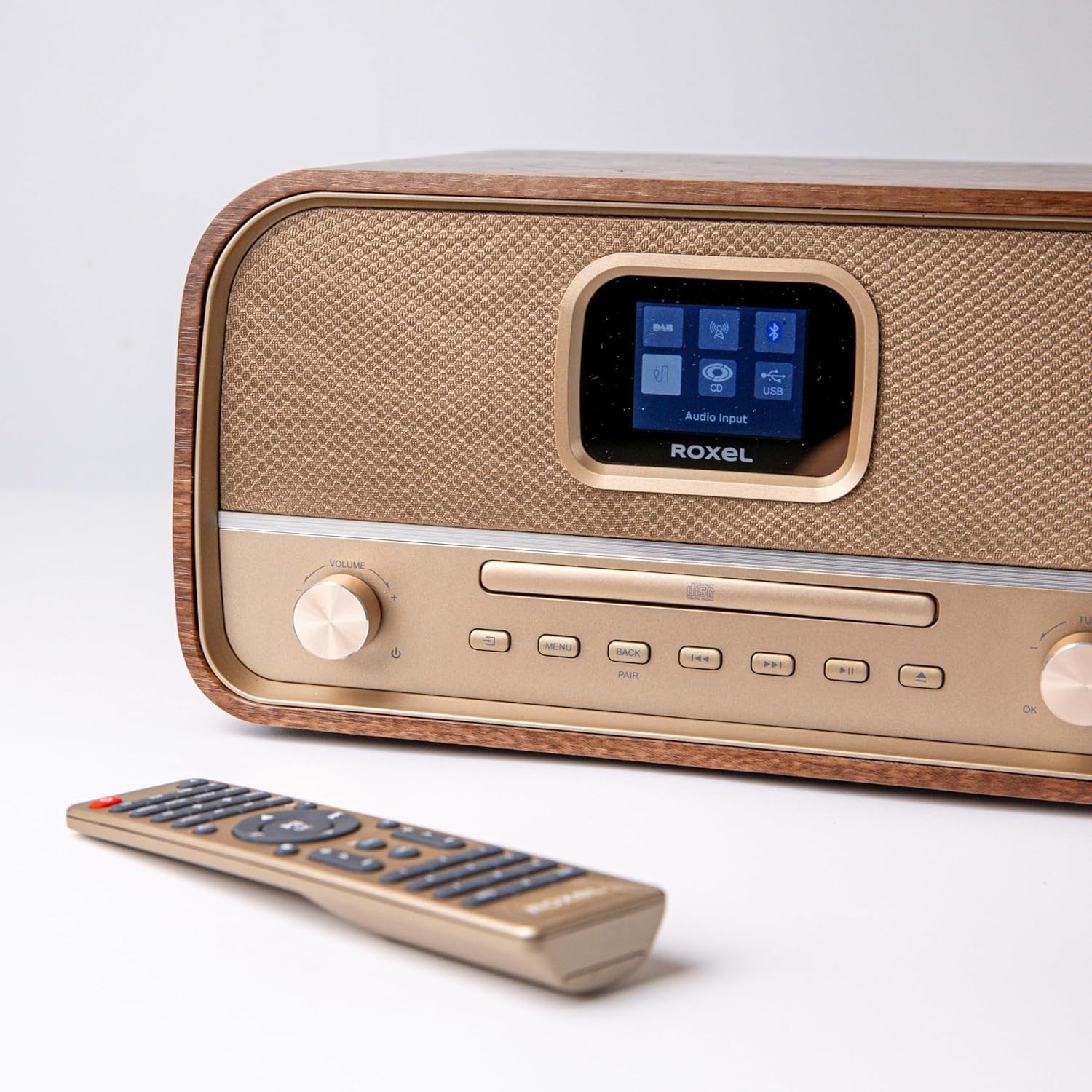 Retro HiFi CD Player DAB DAB+ Bluetooth 40W FM Radio USB Walnut