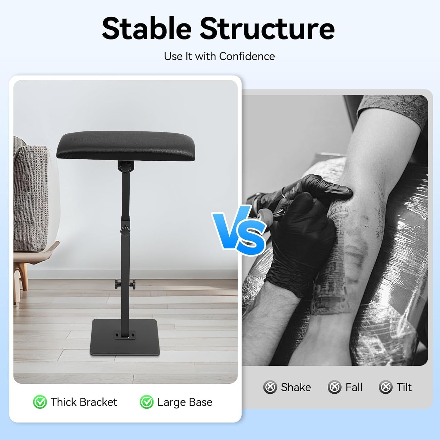 Tattoo Armrest Stand Adjustable Height Arm Leg Rest Heavy Duty Studio Support