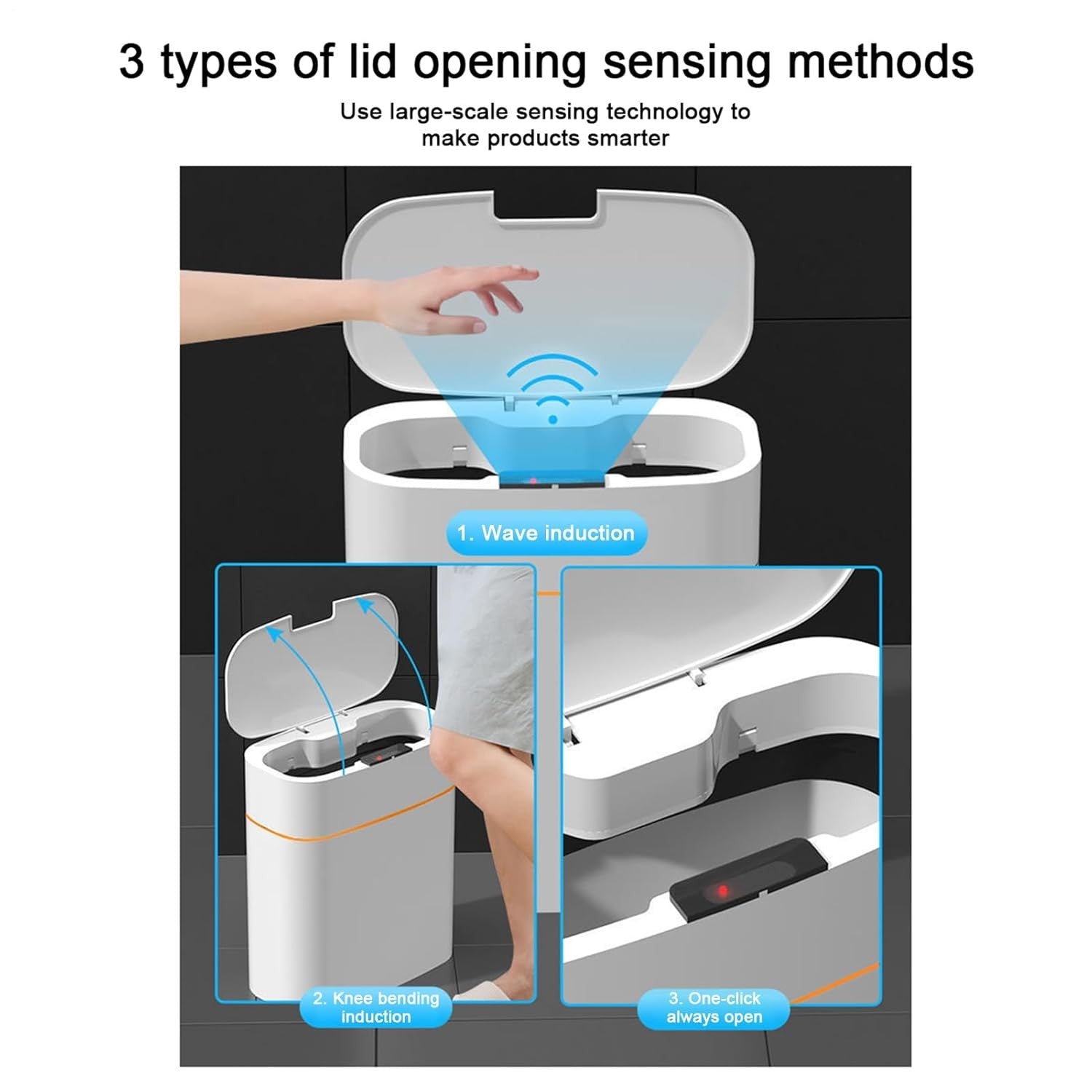Automatic Touchless Bathroom Bin Slim Motion Sensor 13L White