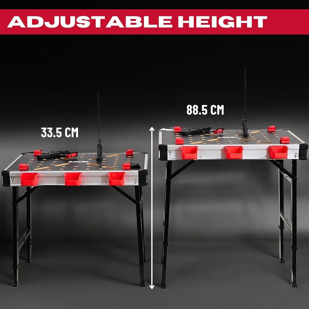 Folding Heavy Duty Workbench 450kg Adjustable Table Clamps Storage Portable