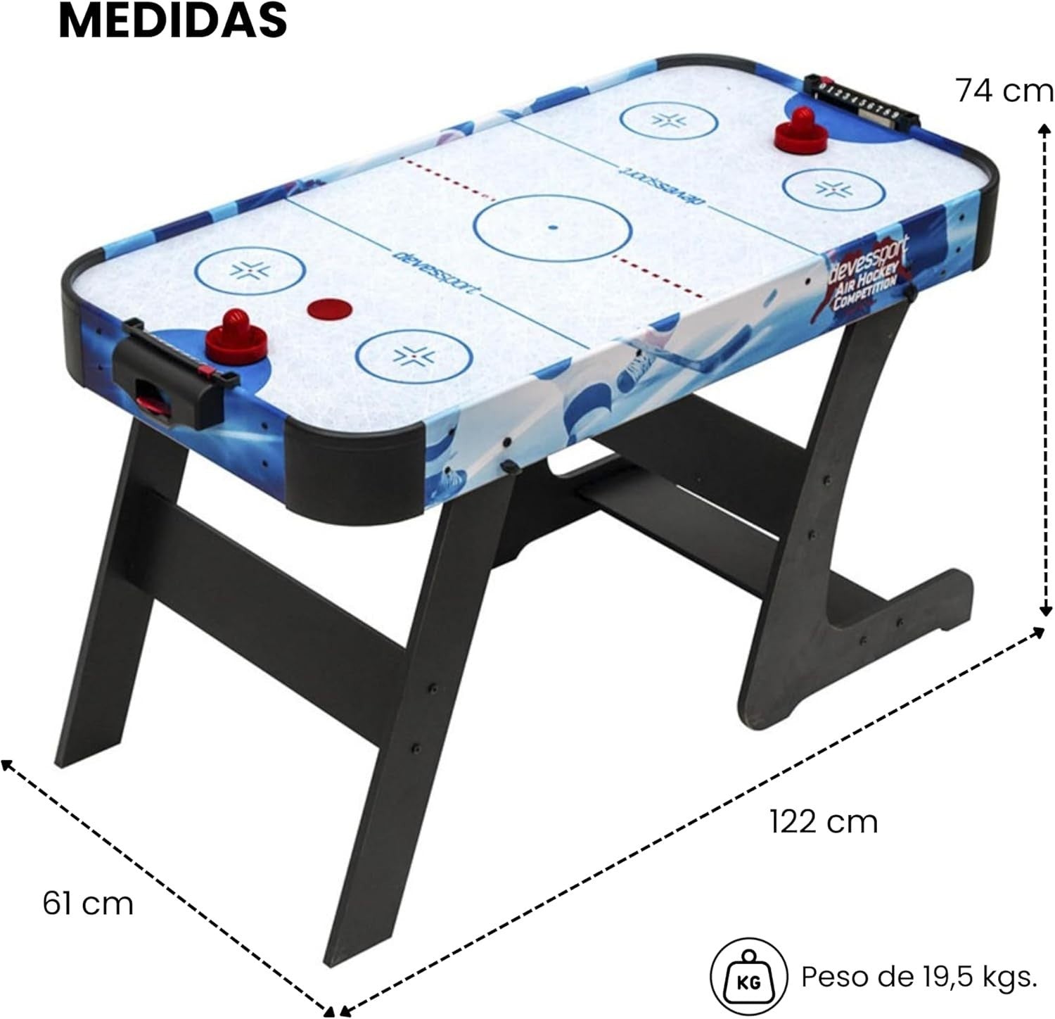 Folding Air Hockey Table with Wheels Kids Family Indoor Game Set