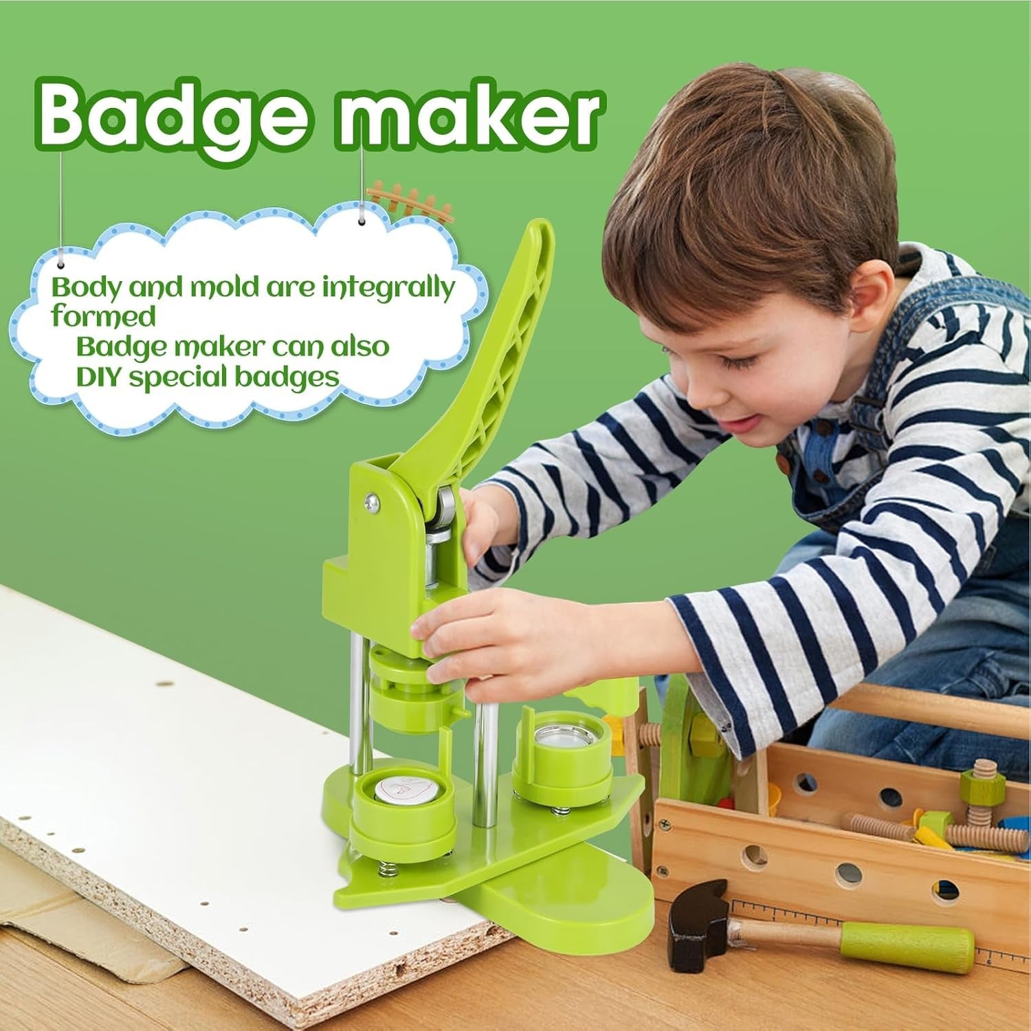 25mm Button Maker Machine DIY Pin Badge Press Kit 100pcs Cutter Tool