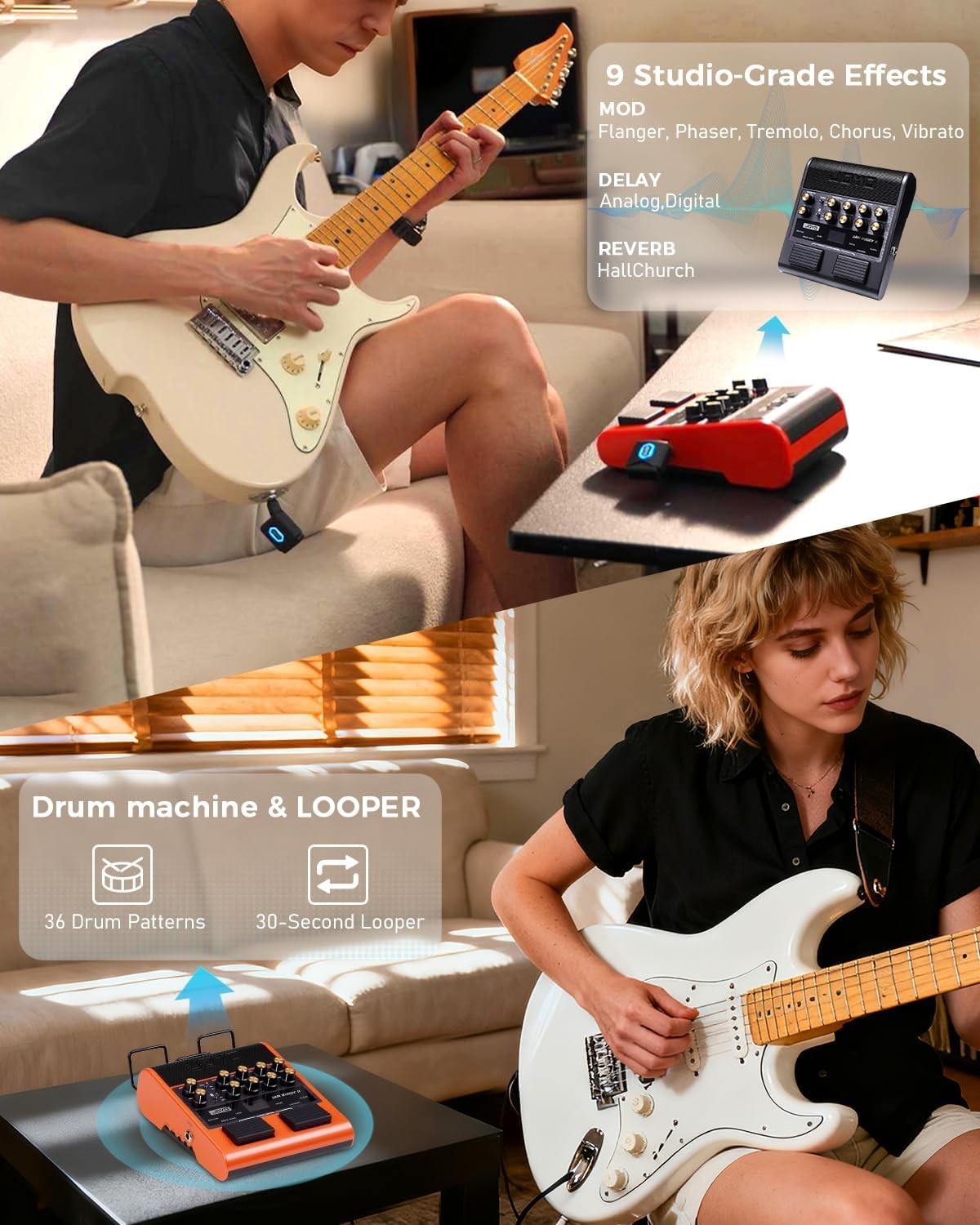 10W Electric Guitar Amp Multi Effects Bluetooth Looper OTG