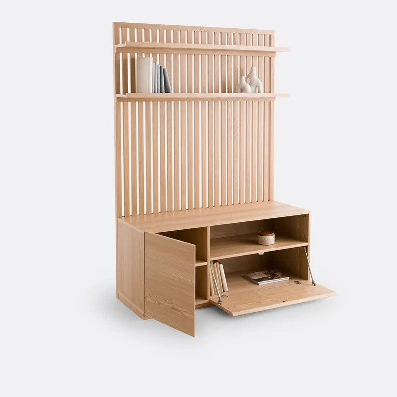 Modern Ash Veneer TV Unit with Shelves & Storage | 190cm HiFi Stand