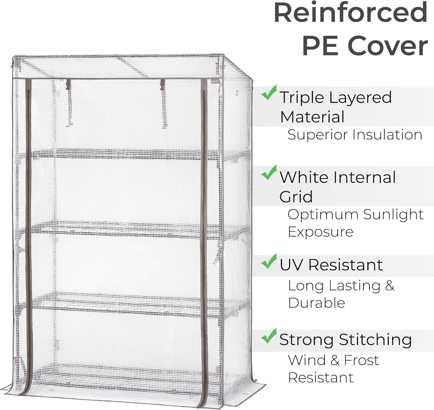 4 Tier Large Greenhouse with Reinforced PE Cover | Sturdy Steel Frame