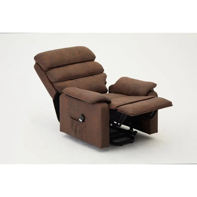 Brown Electric Riser Recliner Armchair with Lift & Remote | Faux Leather