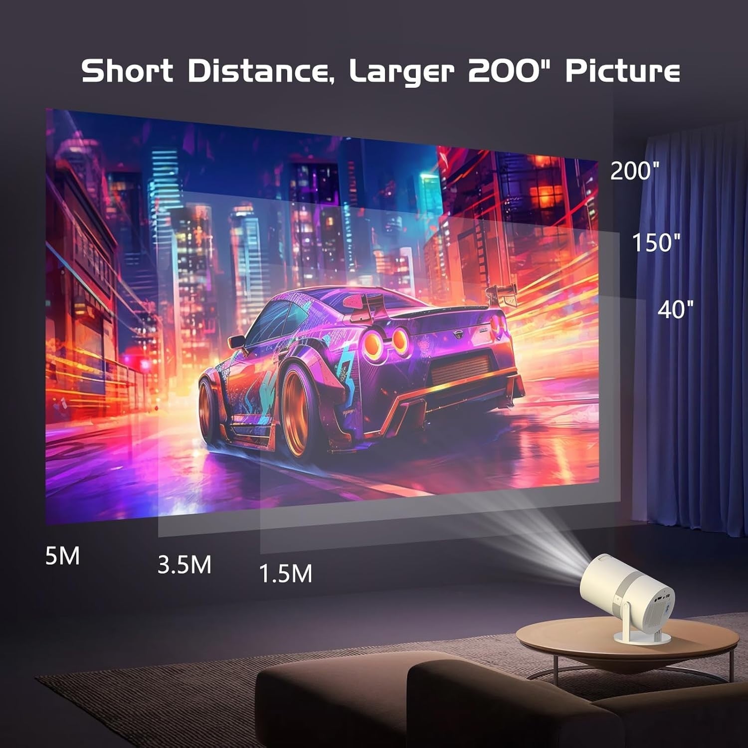 Mini Smart Projector Android WiFi 6 Bluetooth 210° Auto Keystone 4K