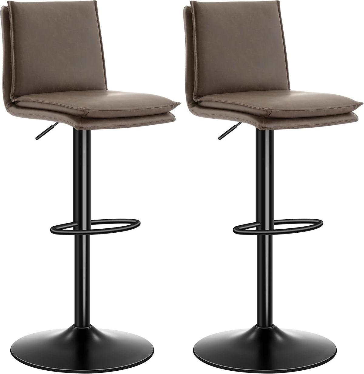 Adjustable PU Leather Bar Stools Set of 2 – Rotating Kitchen Chairs