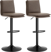 Adjustable PU Leather Bar Stools Set of 2 – Rotating Kitchen Chairs
