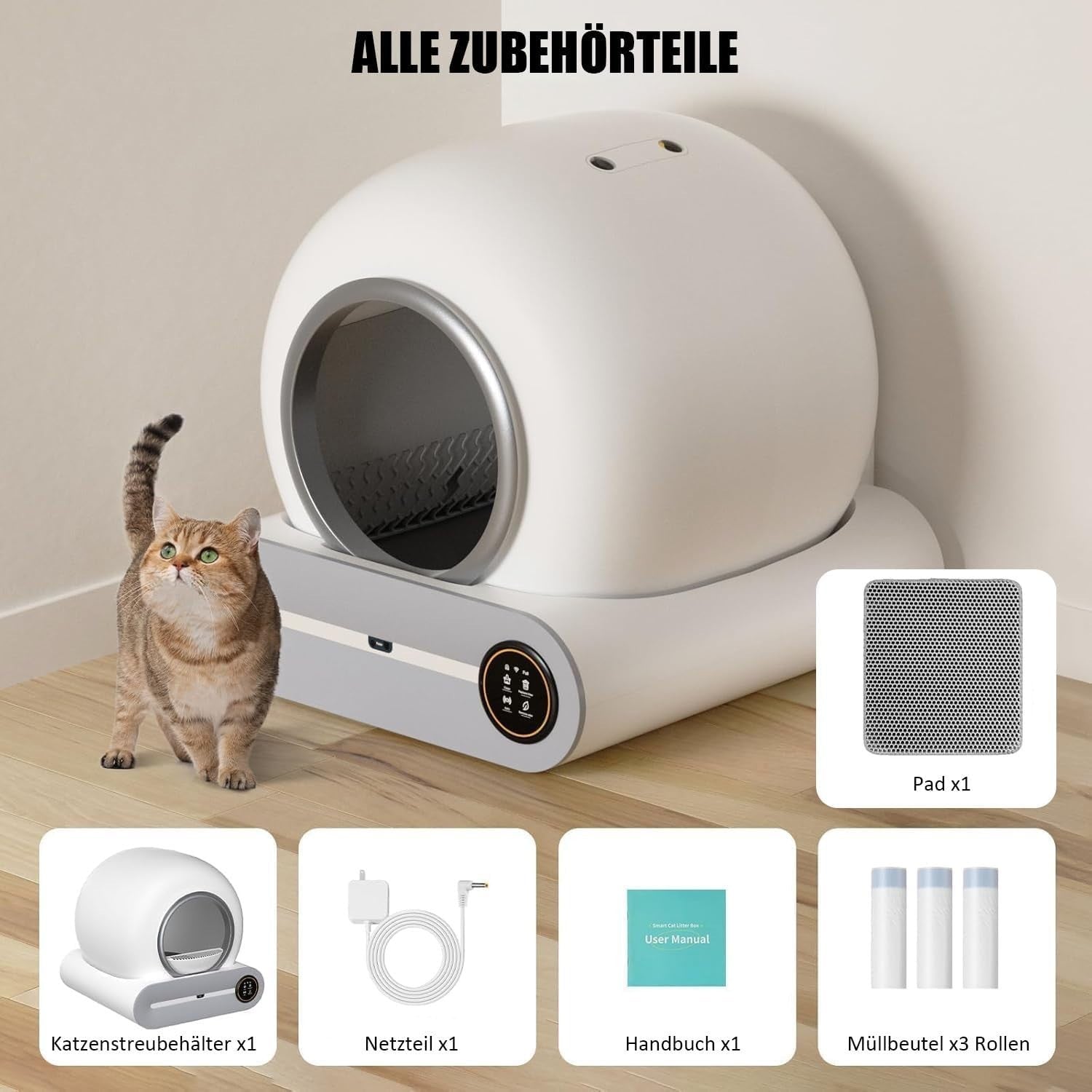 Self Cleaning Cat Litter Tray Automatic App Control Odour Free 65L