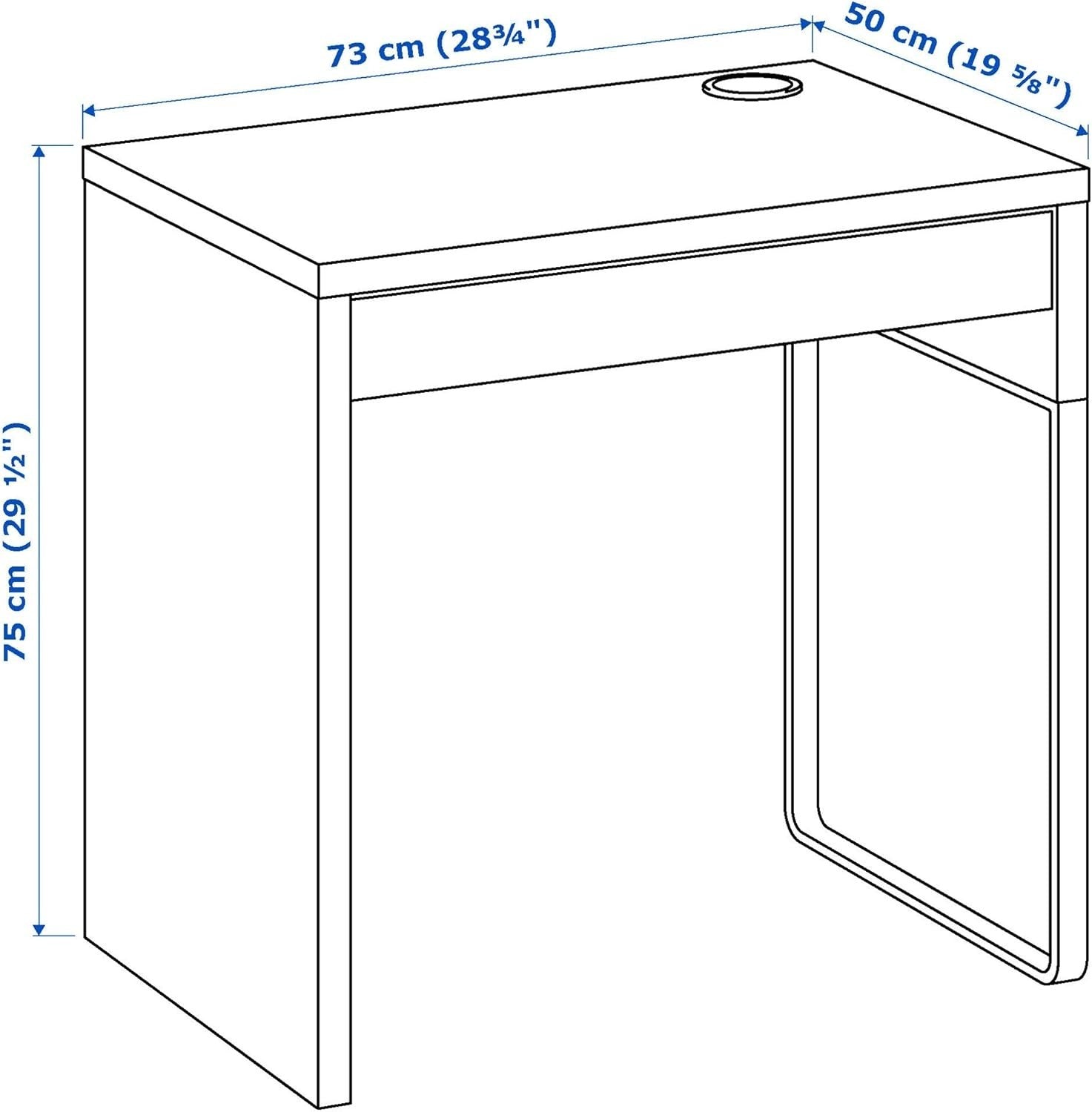 White Compact Desk 73x50cm w/Drawer Modern Small Work Study Table