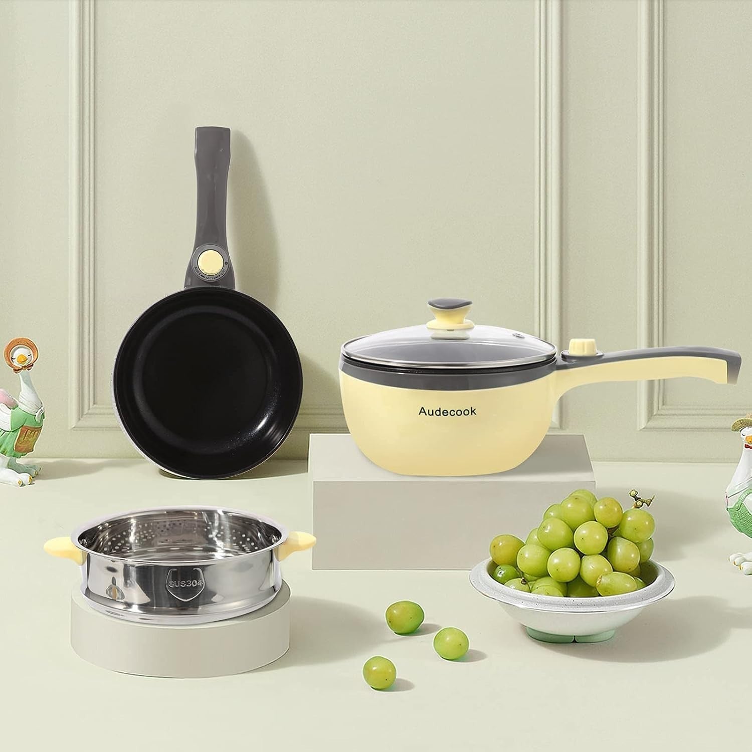 Electric Hot Pot Multi Cooker 1.5L with Steamer | Portable Nonstick Pan