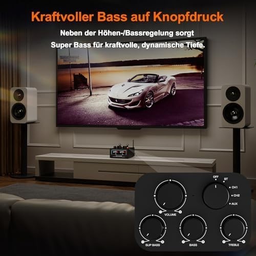 T6PRO Hybrid Tube Bluetooth Amplifier 2x300W VU Meter AUX RCA Preamp