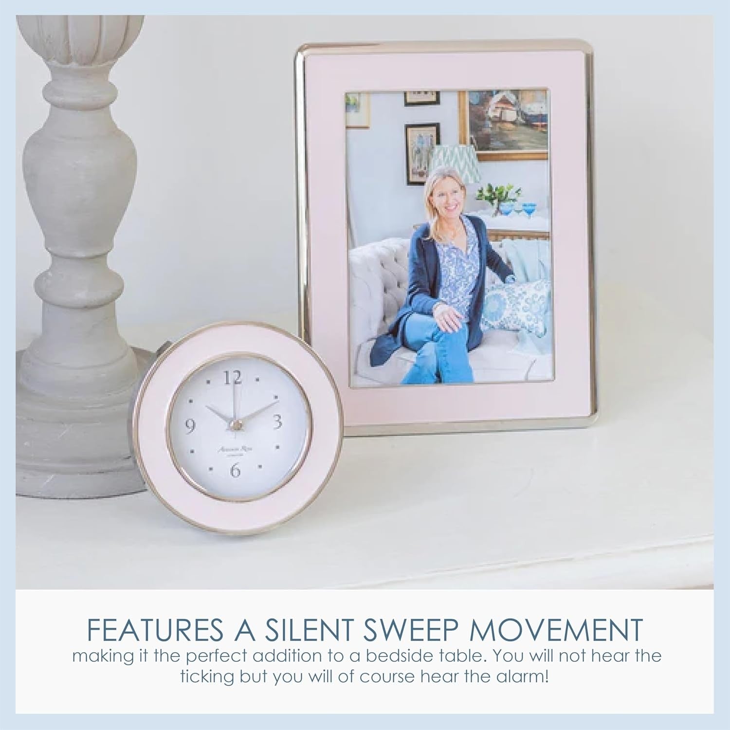 Silent Sweep Battery Alarm Clock Compact Bedside Home Office
