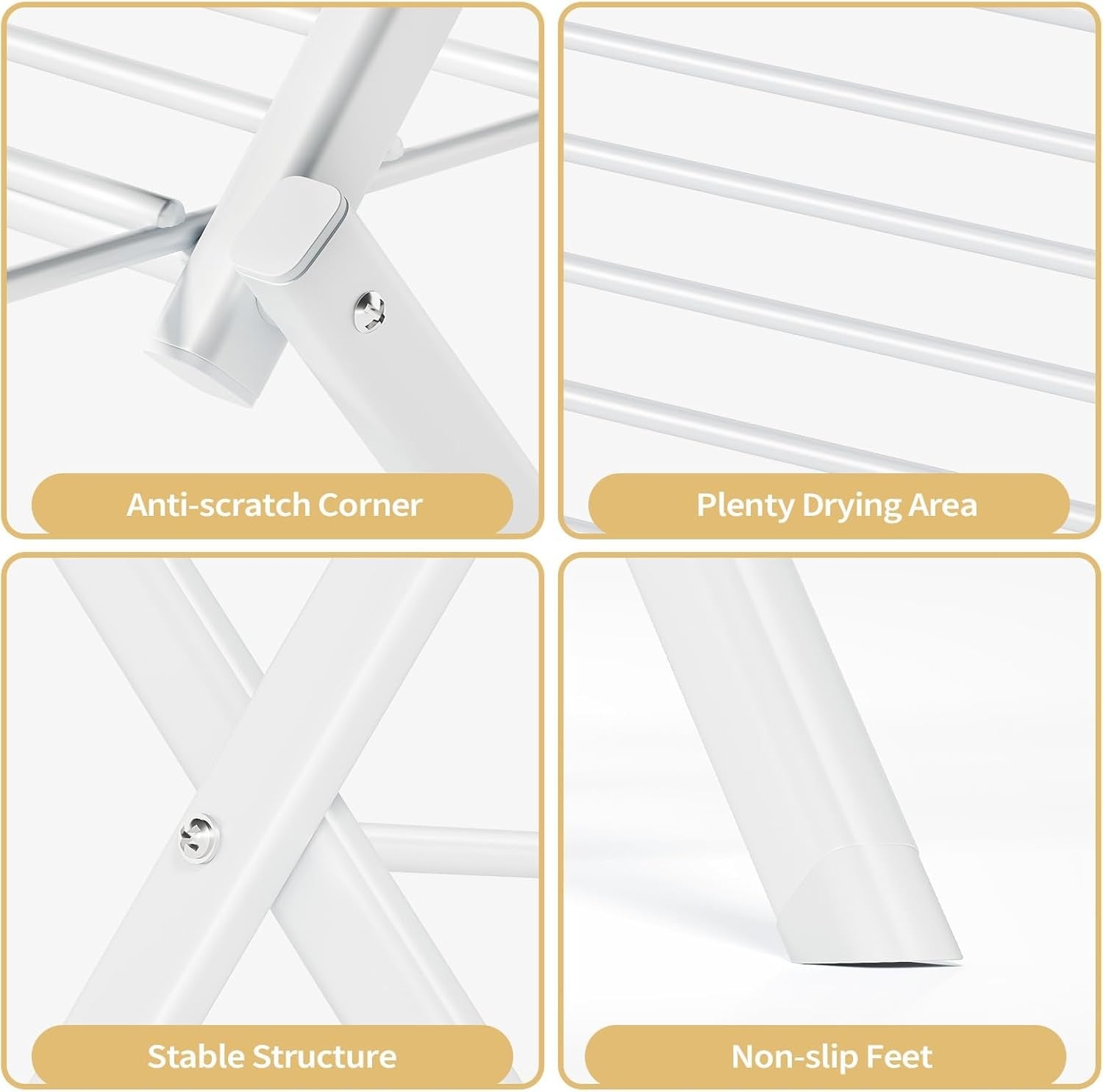 Clothes Airer 3 Tier Folding Drying Rack Space Saving Indoor Laundry Stand