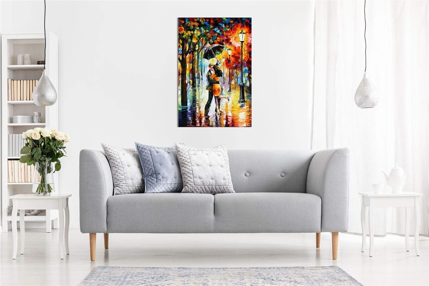 Romantic Couple Canvas Wall Art Dance in the Rain Modern Home Decor Print