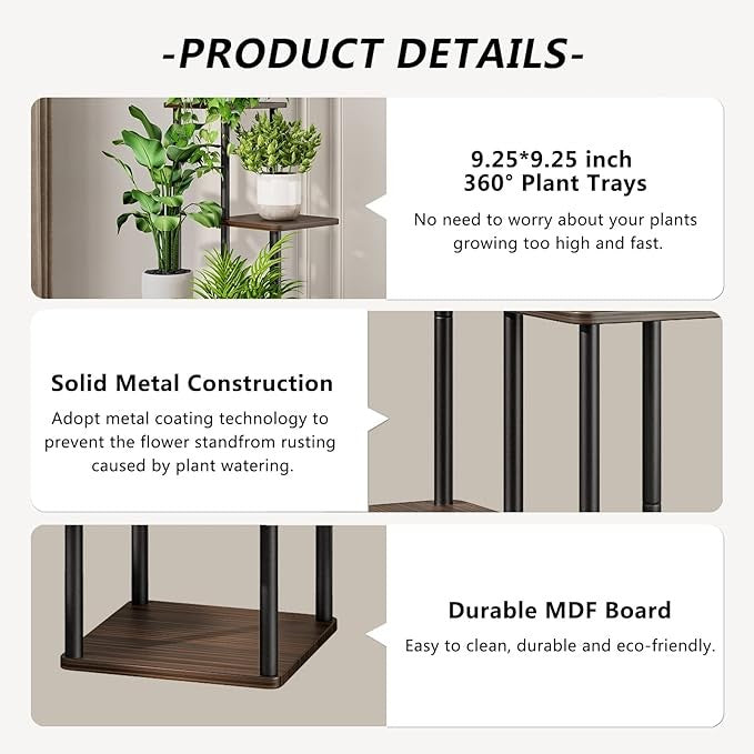6 Tier Metal Plant Stand Indoor Outdoor Corner Tall Flower Shelf Display Rack