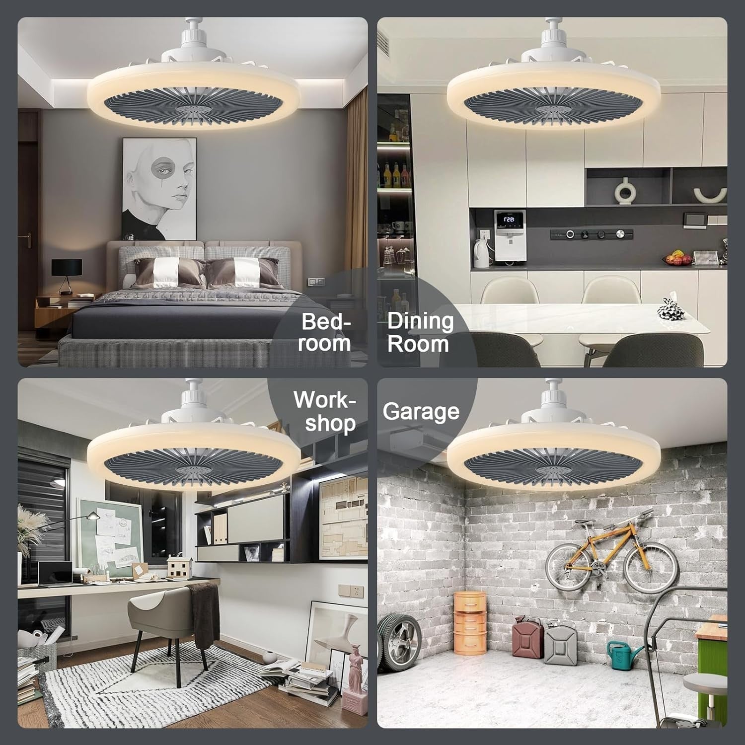 LED Ceiling Fan with Lights 30W, 3 Speeds, Dimmable, Remote, Timer