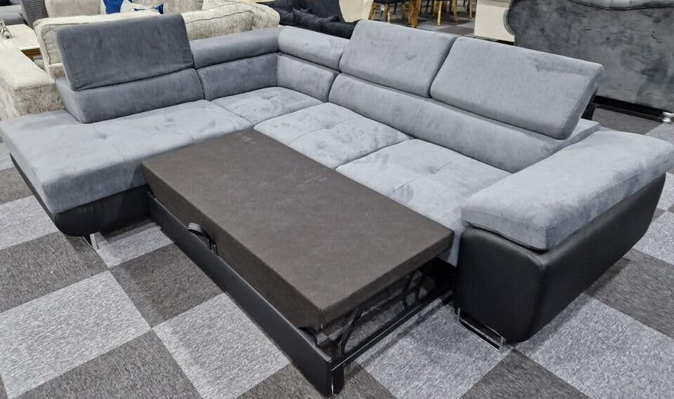 Comfy L-Shape 5 Seater Sofa Bed with Storage – Modular Sleeper Couch Grey