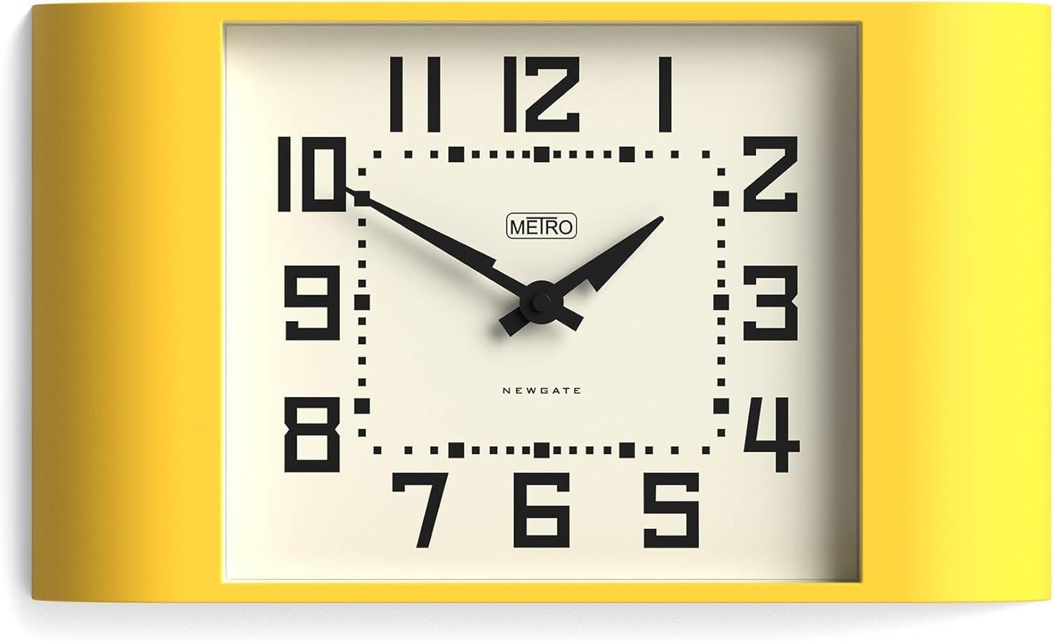 Retro Yellow Wall Clock 42cm Wide Mid-Century Modern Kitchen Home Decor