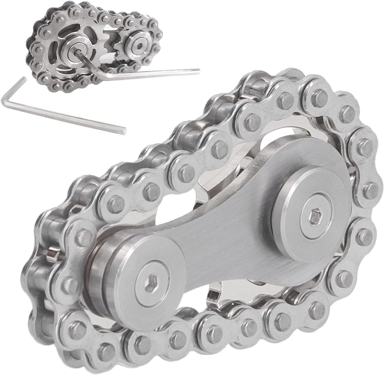 Silver Stainless Steel Gear Fidget Toy Spinner ADHD Stress Relief