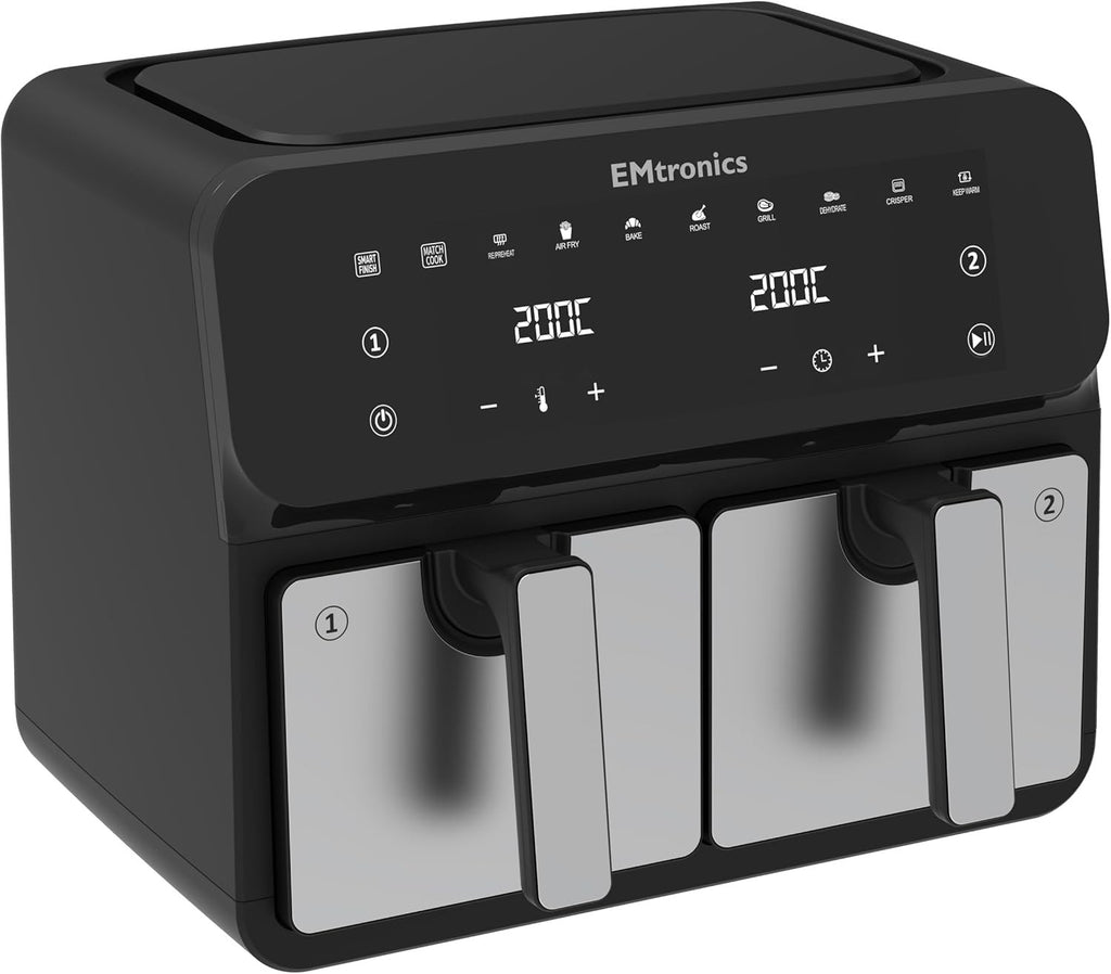 8L Dual Zone Air Fryer 2500W 8 Presets Match Cook Smart Finish 99min