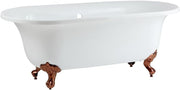 White Freestanding Roll Top Bath 1730x780mm Copper Ball Claw Feet