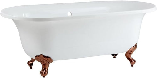 White Freestanding Roll Top Bath 1730x780mm Copper Ball Claw Feet