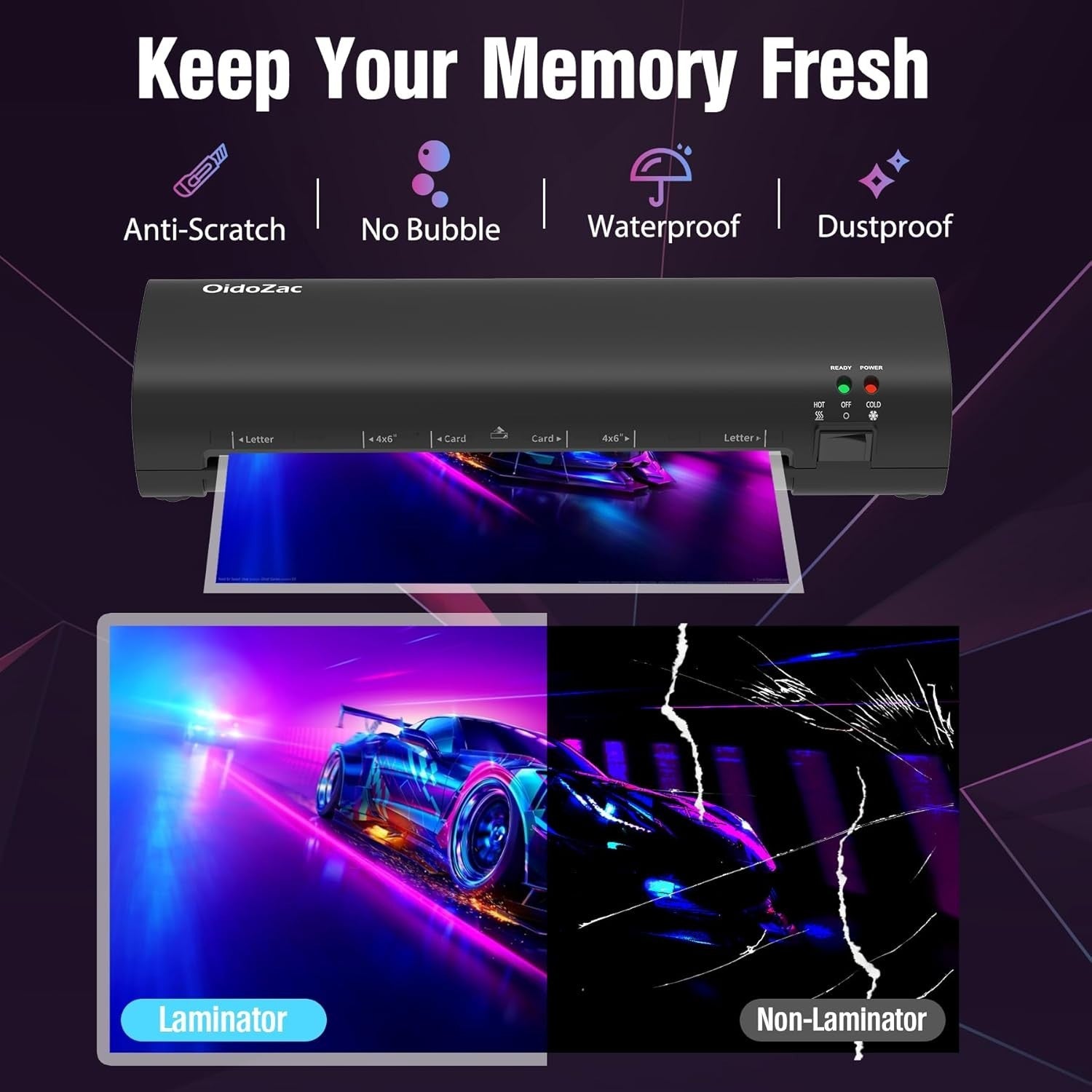 A4 Laminator Hot Cold 4-in-1 Compact No Bubble ABS Jam Release