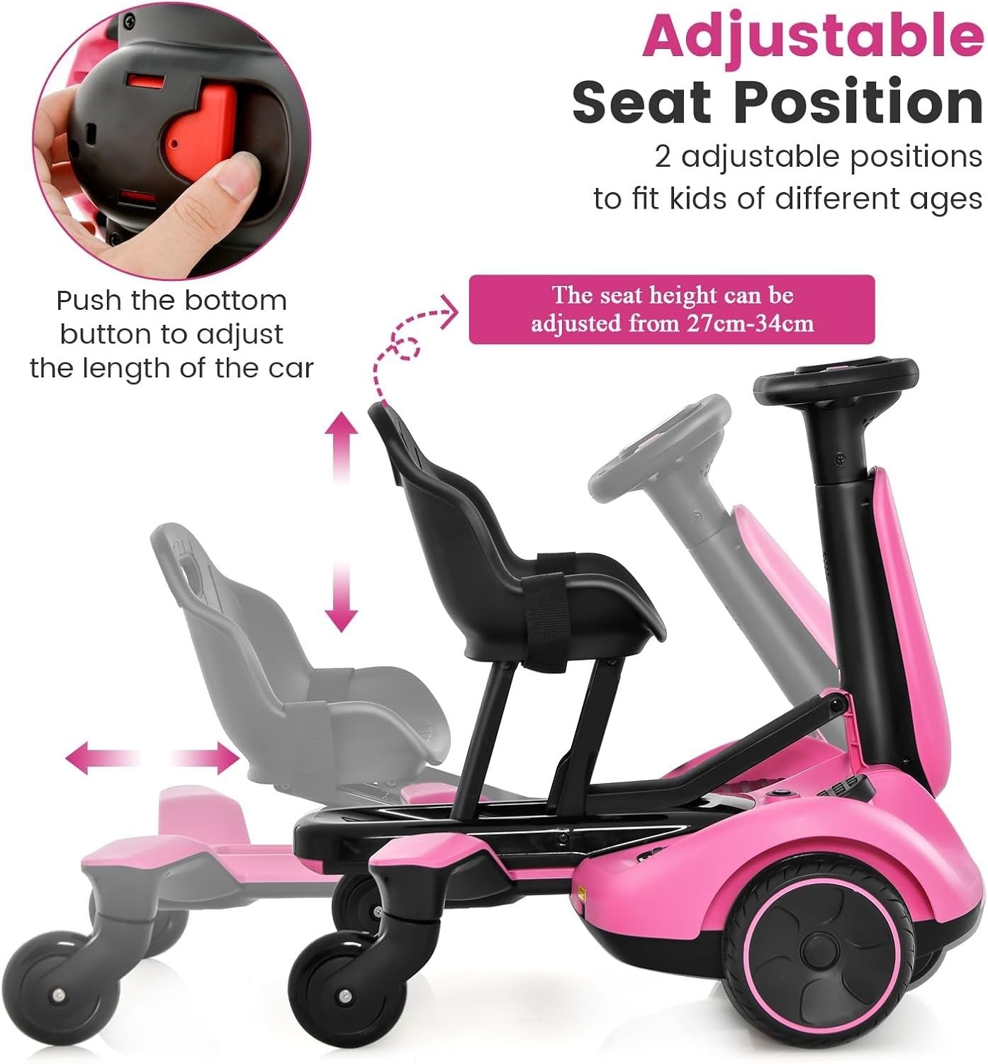 Electric Ride On Racing Car 6V Drift Kart 360 Spin Kids Pink Toy