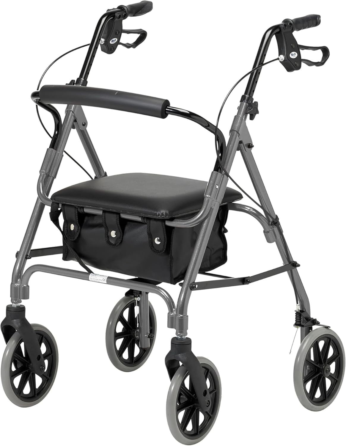 Lightweight Folding Rollator Walker Brakes Adjustable Handles