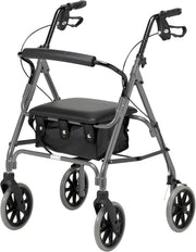 Lightweight Folding Rollator Walker Brakes Adjustable Handles