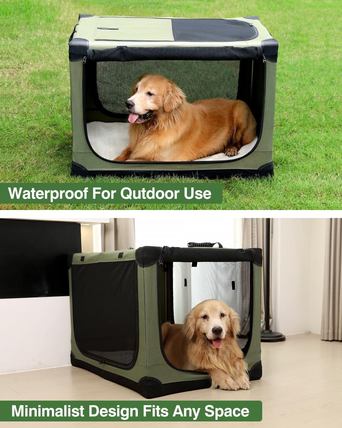 Portable Collapsible Soft Dog Crate Foldable Kennel with Mesh Windows 76x54x54cm