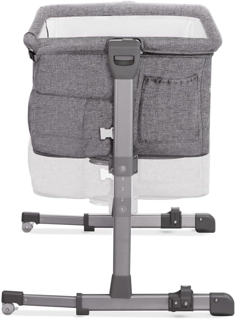 Bedside Baby Crib Co-Sleeper Cot Adjustable Height Travel Bassinet Melange Grey