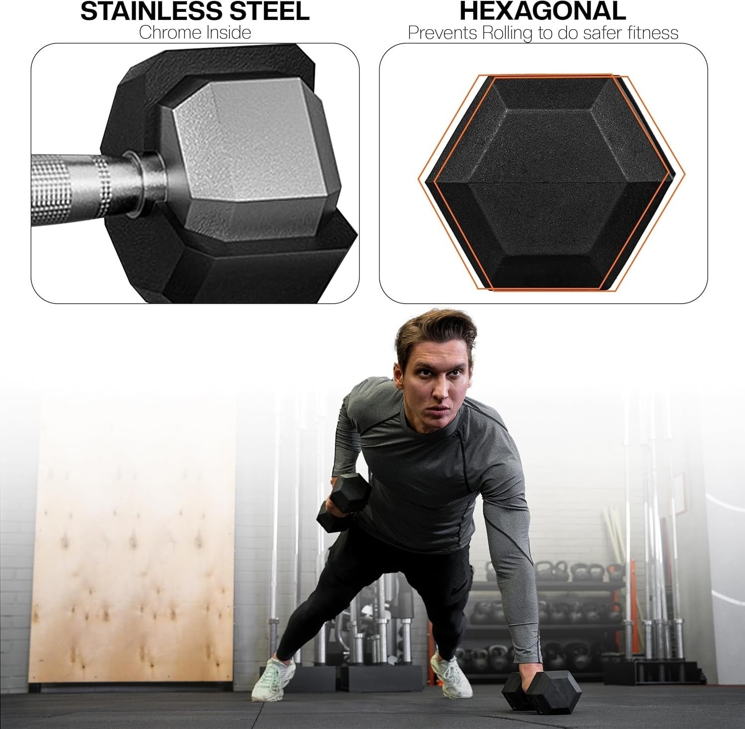 7.5KG Hex Dumbbells Pair Anti-Roll Non-Slip Cast Iron Home Gym