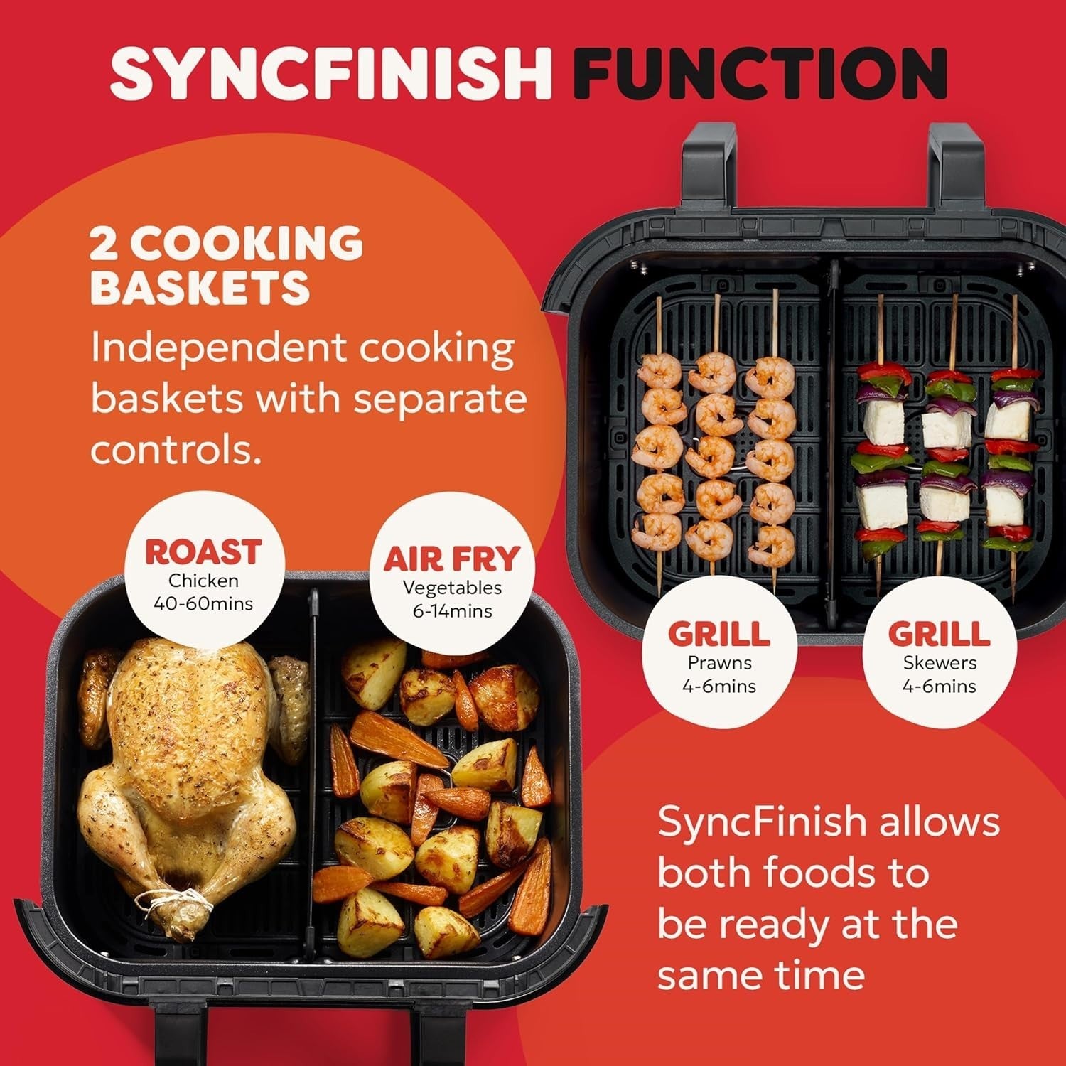 Large Dual-Zone Air Fryer 8.5L Family Size | 8-in-1 Multi Cooker | Energy