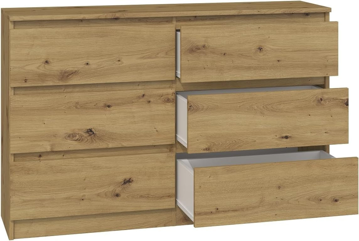 6 Drawer Chest Artisan Oak Storage Unit Bedroom Living Room Dresser