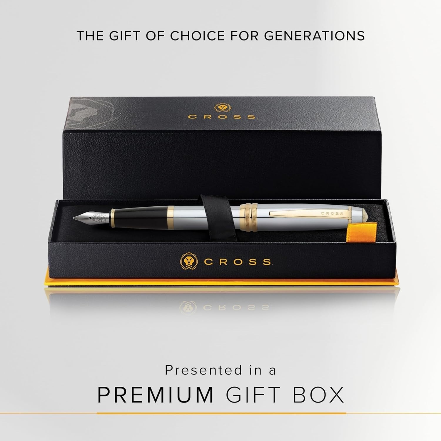 Luxury Silver Fountain Pen – Medium Nib, Refillable, Gift Box, Smooth Writing
