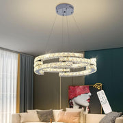 Modern LED Crystal Chandelier 3 Ring Pendant Light Dimmable 48W