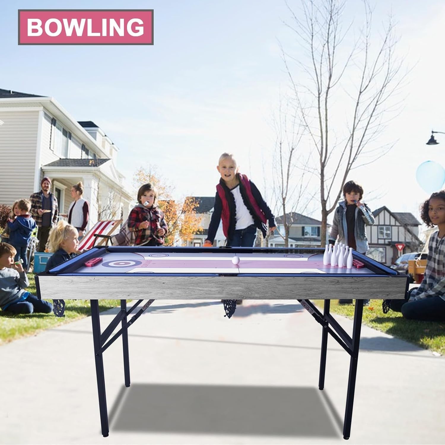 5FT 5 in 1 Multi Game Table Folding Pool Hockey Tennis Bowling Set