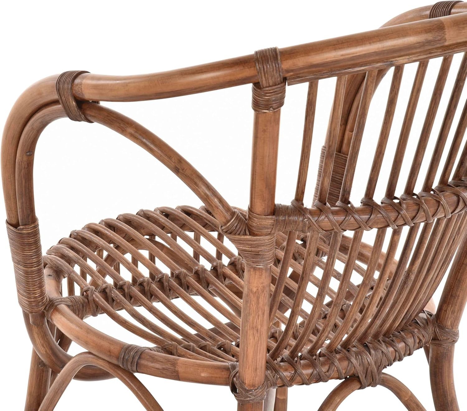 Scandinavian Wicker Chair Natural Rattan Armchair Brown Indoor Lounge Seat