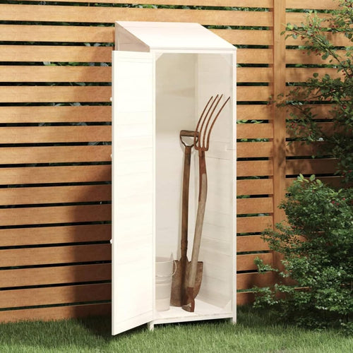 Outdoor Wooden Garden Shed 55x52x174.5cm White Tool Storage Weatherproof