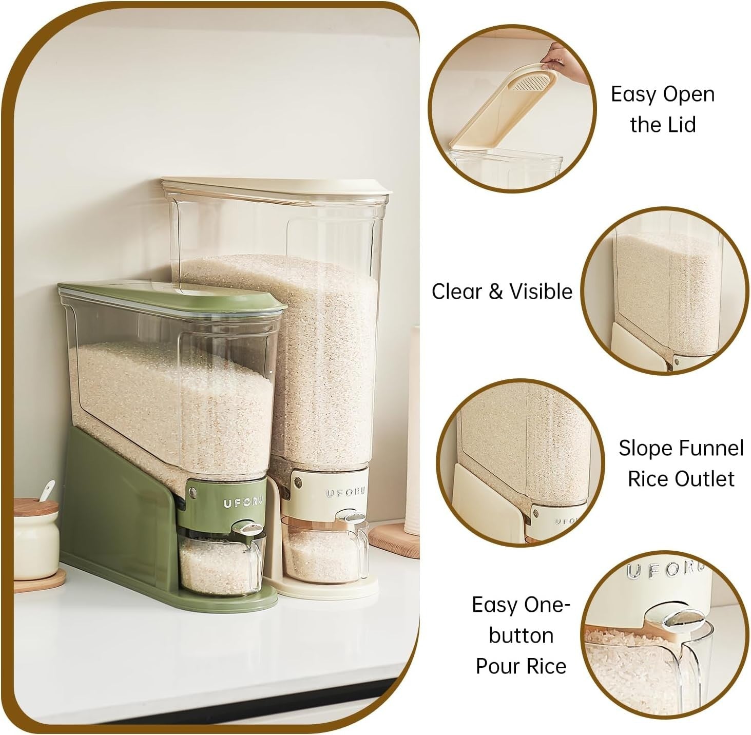 11LBS Slim Rice Dispenser BPA Free Airtight Bin