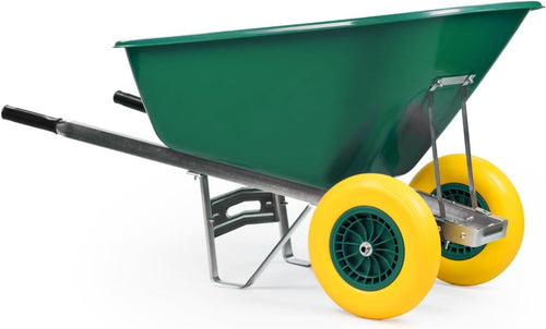 200L 2-Wheel Garden Wheelbarrow Green XL Heavy Duty Barrow with 150kg Load