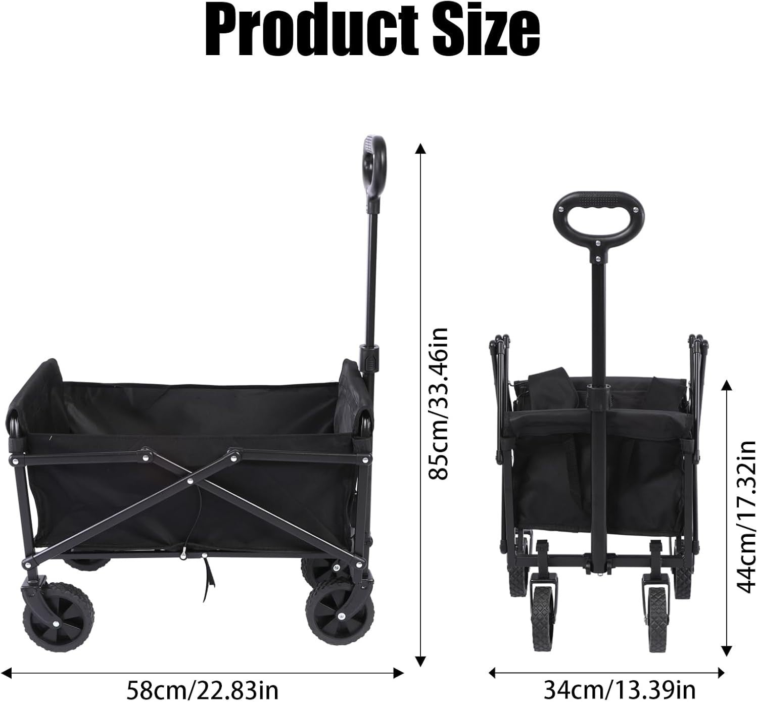 Heavy Duty Folding Camping Wagon 100L Cart Wide Wheels 200lb Load Beige